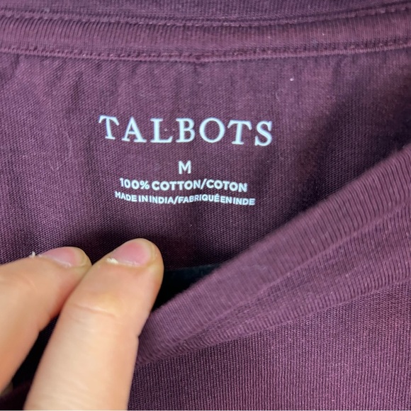 Talbots Autumn Embellished Red and Silver Crewneck Tee Size Medium - Picture 4 of 11